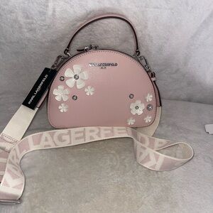 NWT Karl Lagerfeld Paris Maybelle Pink Crossbody Bag with Floral Design